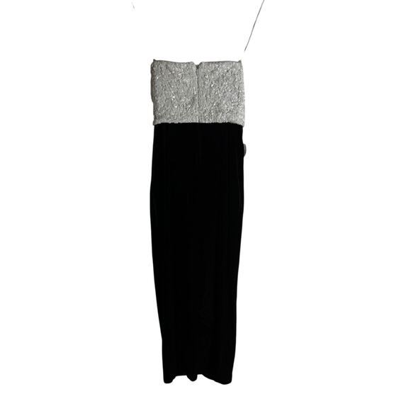 Badgley Mischka White Rose Black Velvet Two-Tone Strapless Cocktail Dress 0 - Picture 12 of 13